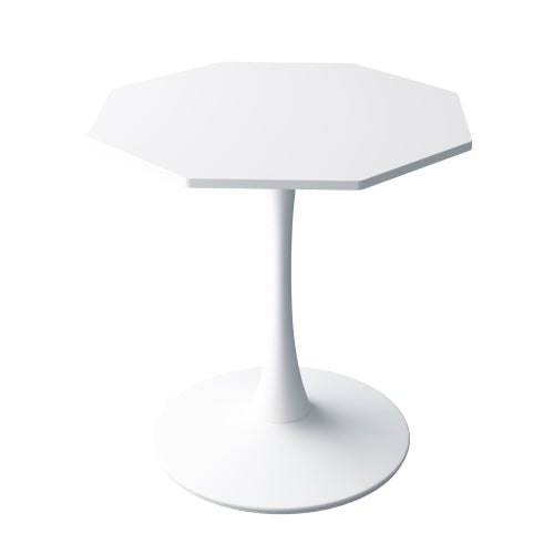 Masă de cafea octogonală modernă 31,5", blat MDF alb și bază metalică – pentru sufragerie, bucătărie, living