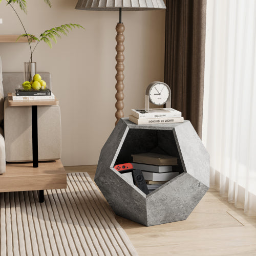 Masă laterală multifuncțională pentru pisici, 66 cm – mobilier modern pentru animale de companie, cu rol de cușcă, măsuță de canapea sau suport pentru plante, MDF gri ciment