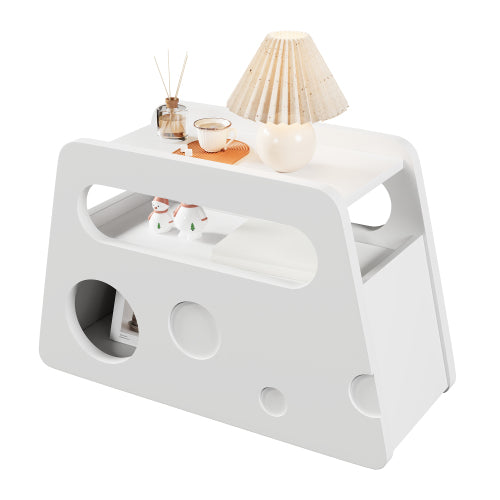 Bufet modern negru, masă laterală cu roți, design sigur și colțuri rotunjite – mobil, economisitor de spațiu, ideal pentru living și dormitor (81x33x51,5 cm)