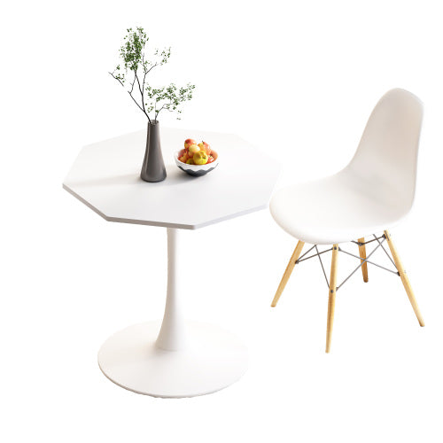 Masă de cafea octogonală modernă 31,5", blat MDF alb și bază metalică – pentru sufragerie, bucătărie, living